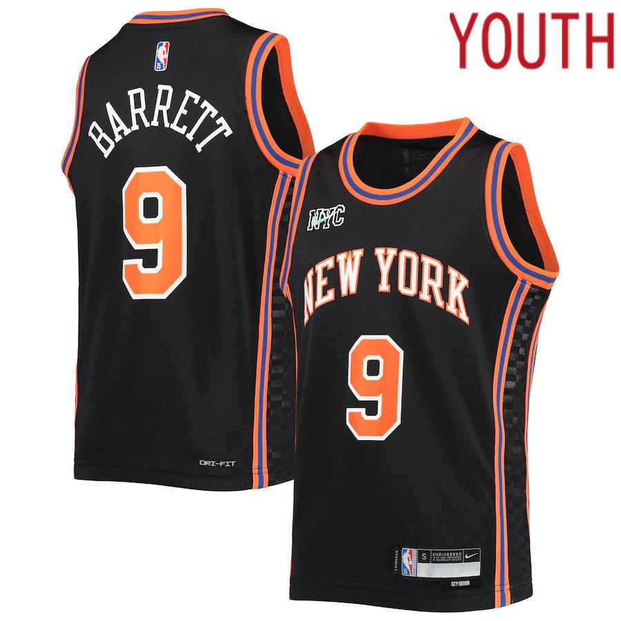 Youth New York Knicks #9 RJ Barrett Nike Black City Edition Swingman NBA Jersey->youth nba jersey->Youth Jersey